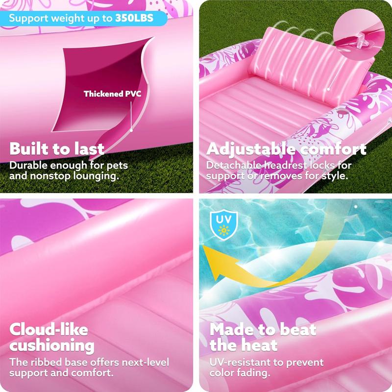 Inflatable Tanning Pool Lounge Float With Cup Holder,