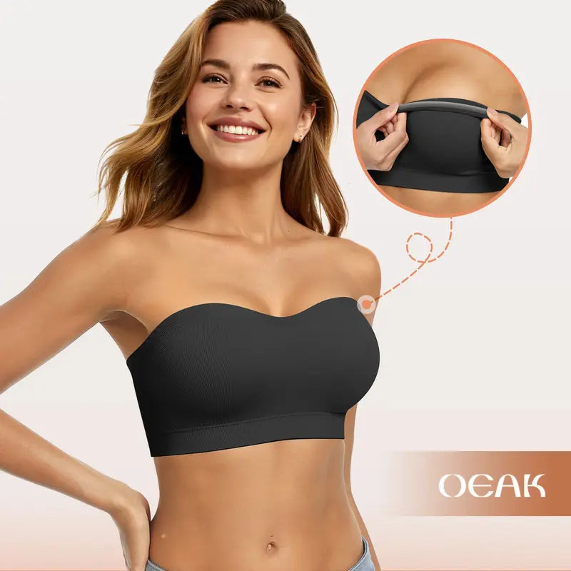 Women Non-Slip Bandeau Bras With Comfortable Strapless Bra