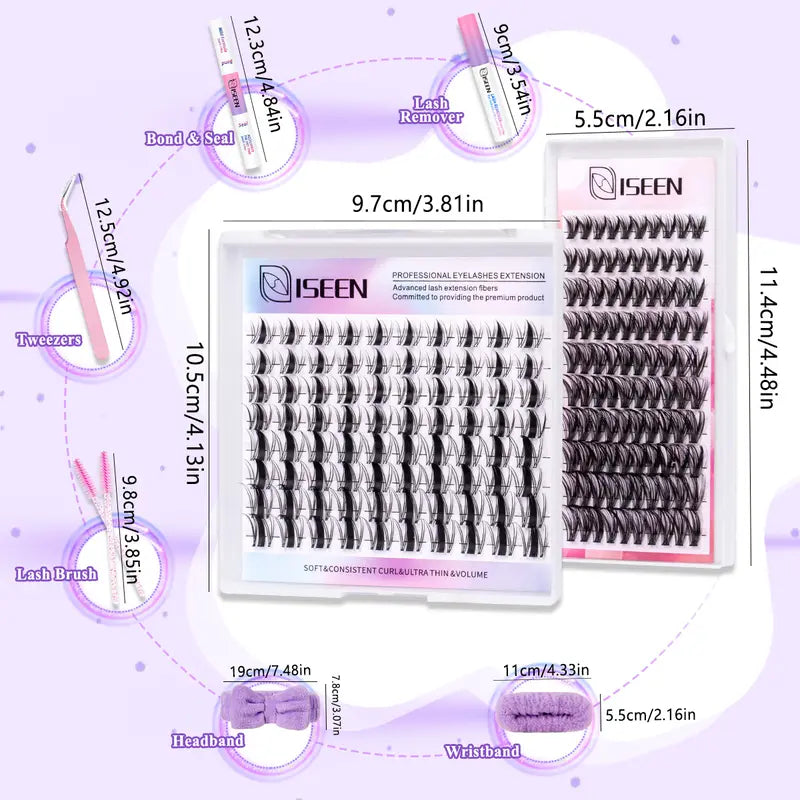 Eyelash Cluster Kit, Synthetic D-Curl Volume Cluster Lash Extensions Set