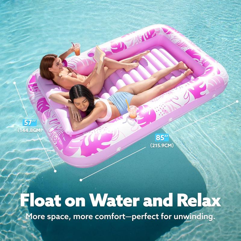 Inflatable Tanning Pool Lounge Float With Cup Holder,