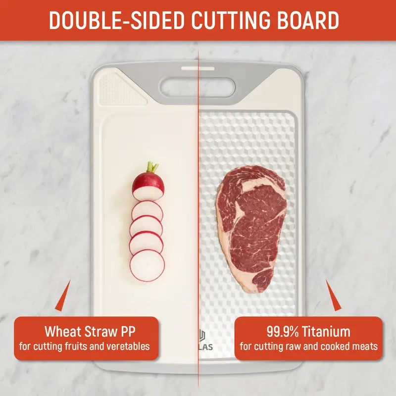 NULAS 2-in-1 Stainless Steel & Non-Toxic PP Cutting Board