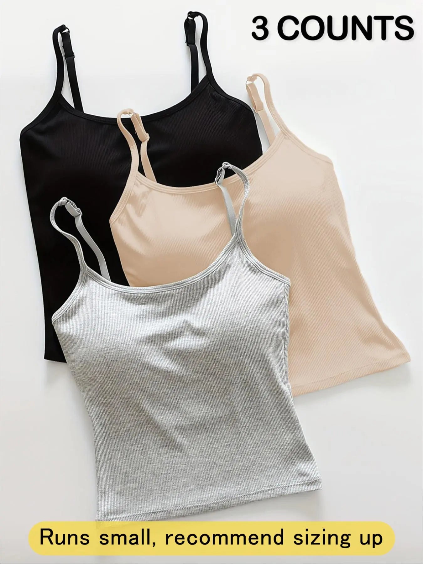 Women's Basic Solid Ribbed Cami Spaghetti Strap Tank Top