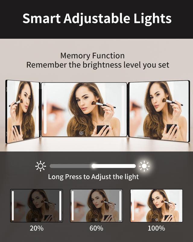 Umitec Adjustable LED Light 3 Way Mirror