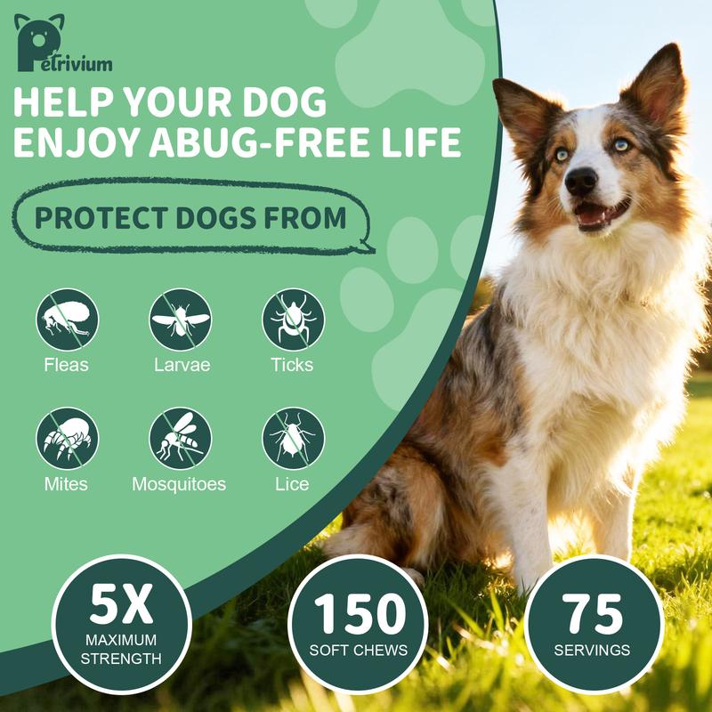 150ct-Petrivium Dog Flea & Tick Support Soft Chews