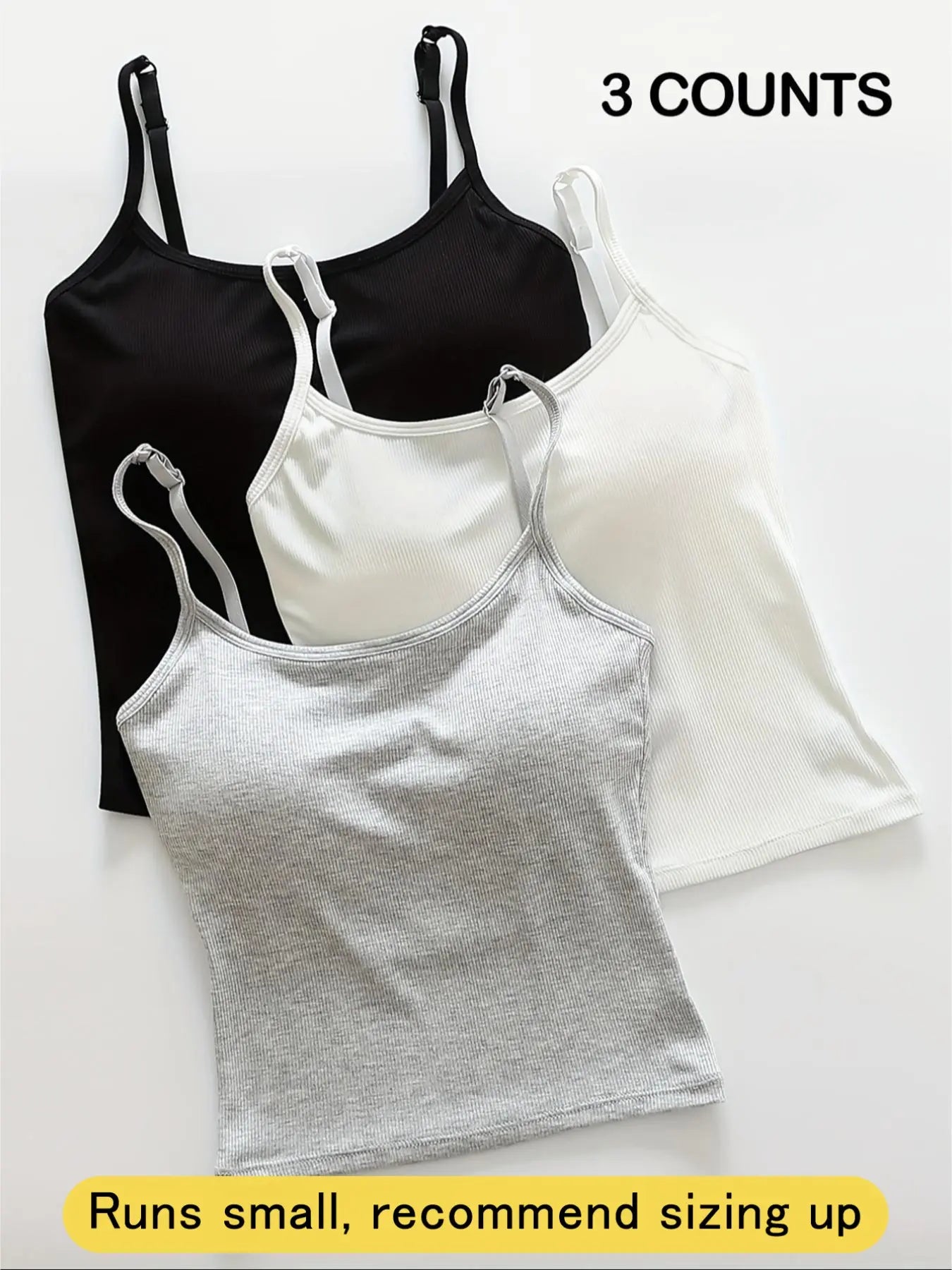 Women's Basic Solid Ribbed Cami Spaghetti Strap Tank Top