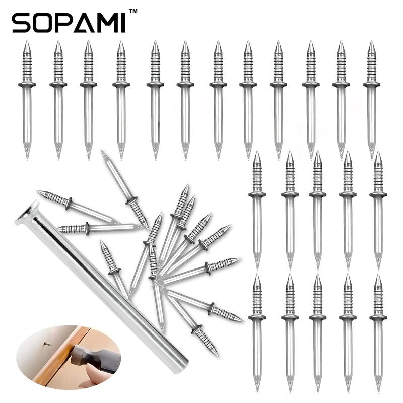 200 Count Non-Marking Double-Headed Skirting Nails Sturdy Damage-Free Wall Installation Kit