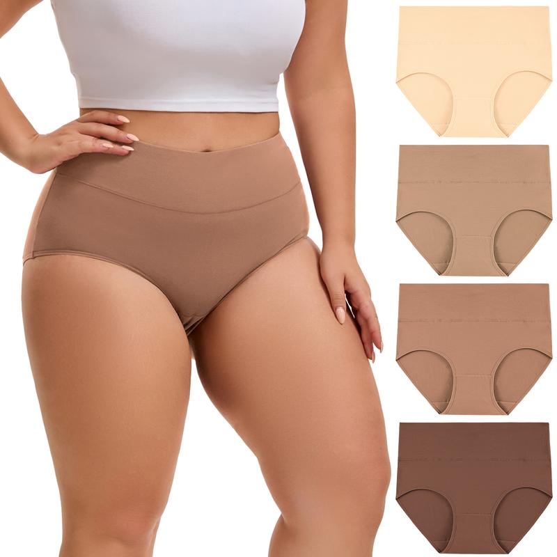 INNERSY Women's Plus Size XL-5XL High Waisted Cotton Underwear 4-Pack