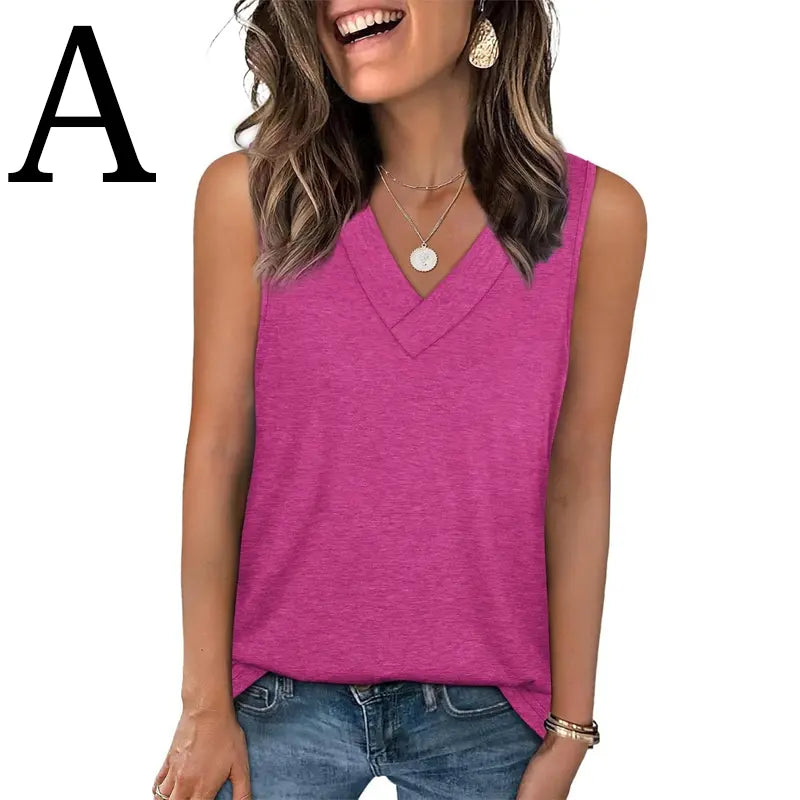 WIHOLL Tank Tops for Women Summer V Neck T Shirts [2 PACK]