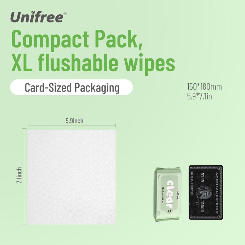 Unifree Flushable Wipes, Mini Pack, Travel Friendly (224)