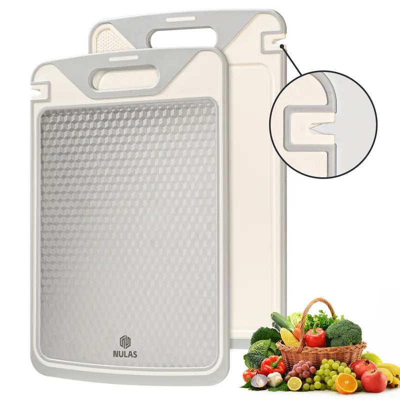 NULAS 2-in-1 Stainless Steel & Non-Toxic PP Cutting Board