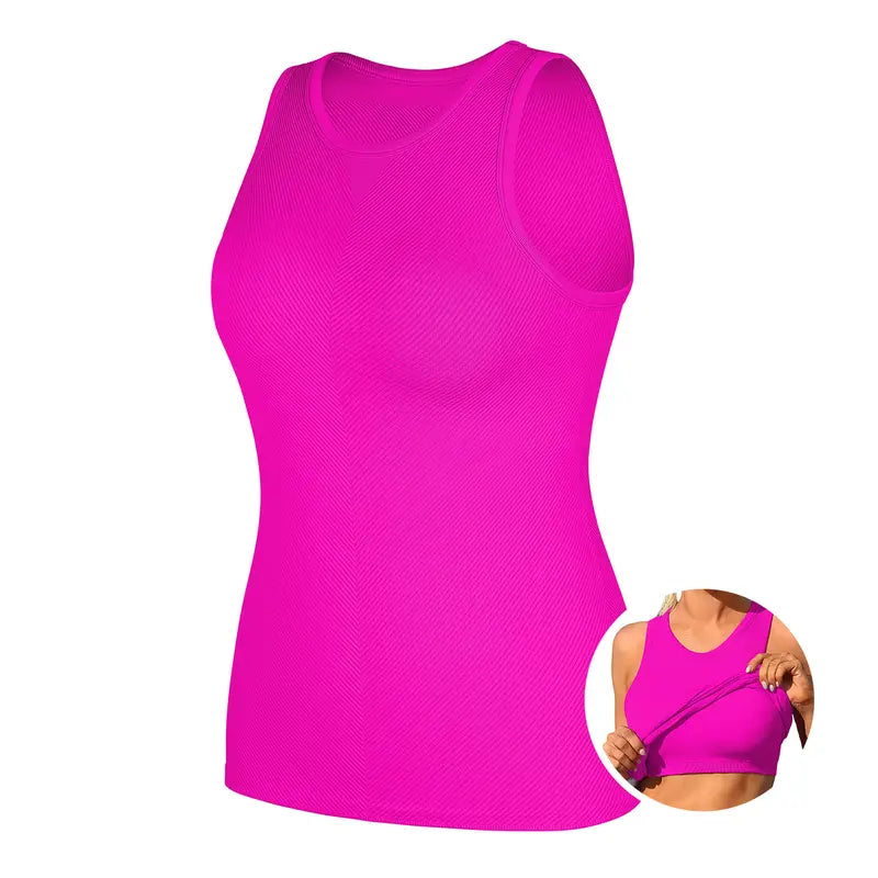 [2 Pack] ATTRACO Women Workout Tank Tops with Built in Bra