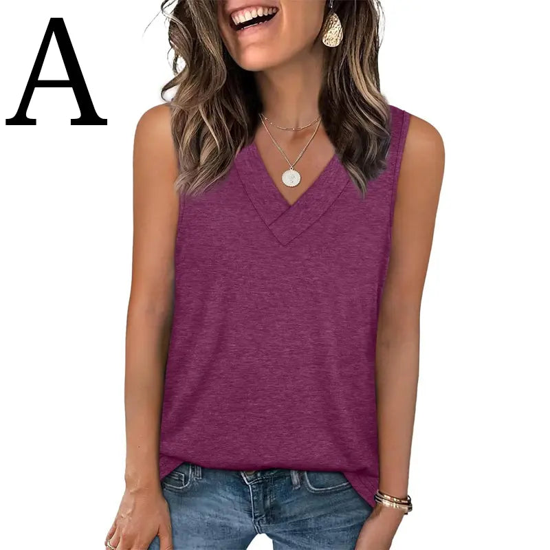 WIHOLL Tank Tops for Women Summer V Neck T Shirts [2 PACK]
