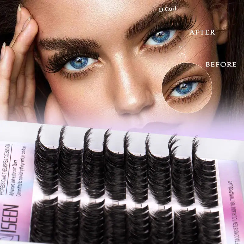 Eyelash Cluster Kit, Synthetic D-Curl Volume Cluster Lash Extensions Set