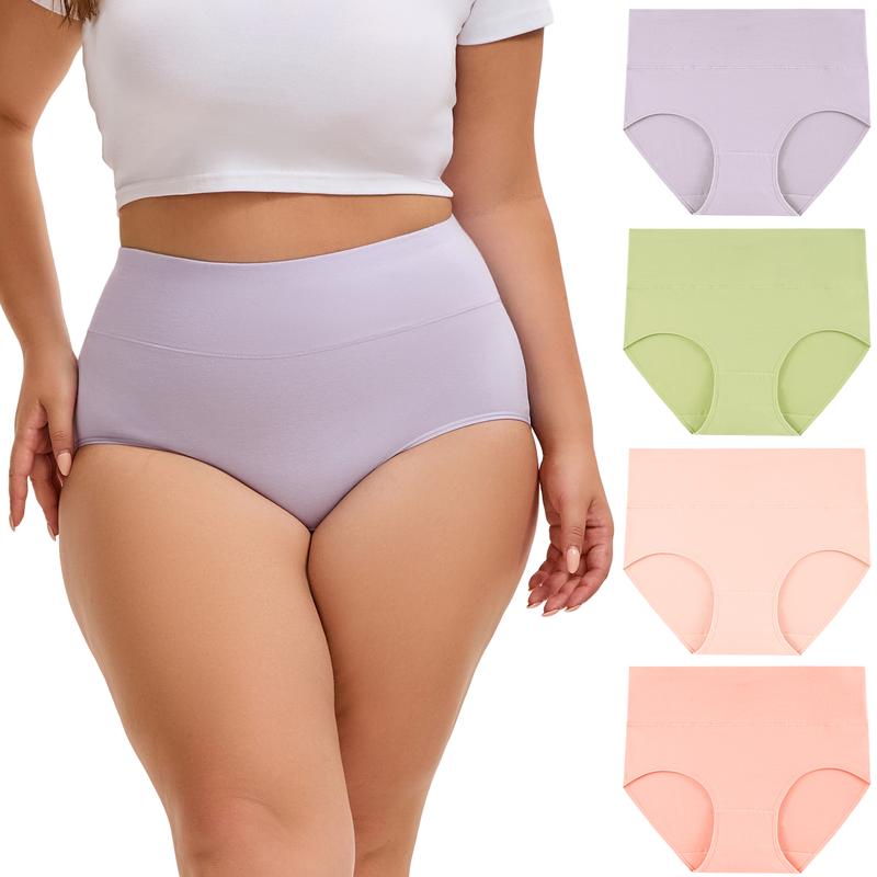 INNERSY Women's Plus Size XL-5XL High Waisted Cotton Underwear 4-Pack