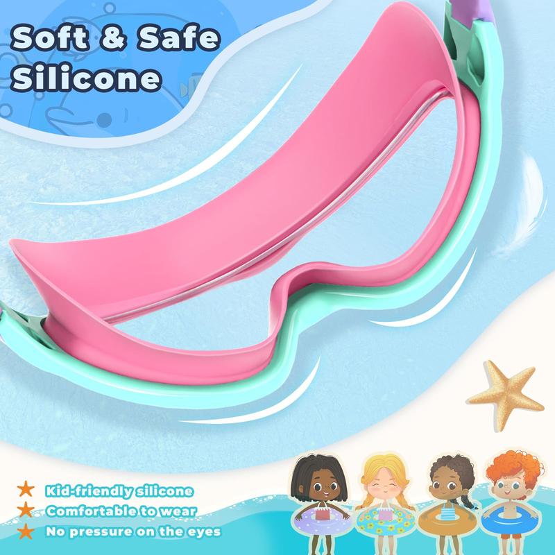 2 Pack Kids Swim Goggles for 3-15 UV Protection Anti-Fog