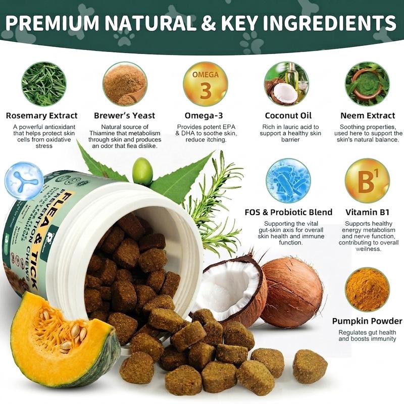 150ct-Petrivium Dog Flea & Tick Support Soft Chews