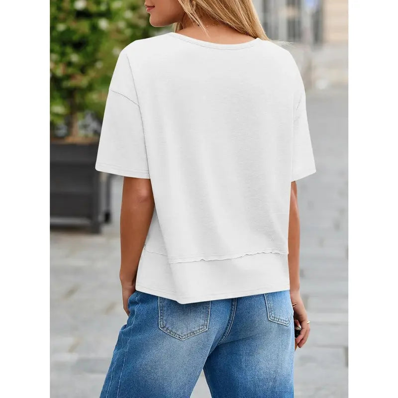 [2 Pack] Imily Bela Womens Summer V Neck T Shirts