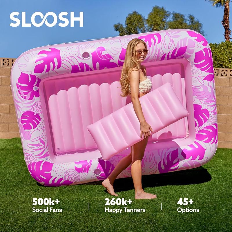 Inflatable Tanning Pool Lounge Float With Cup Holder,