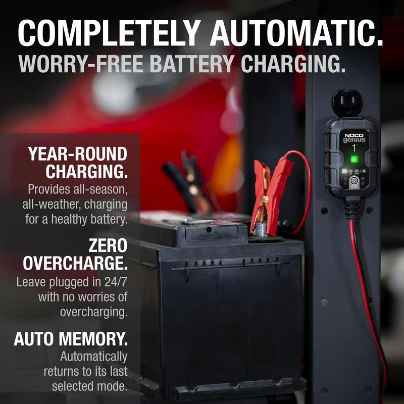 1A Smart Battery Charger, 6V and 12V, Battery Maintainer