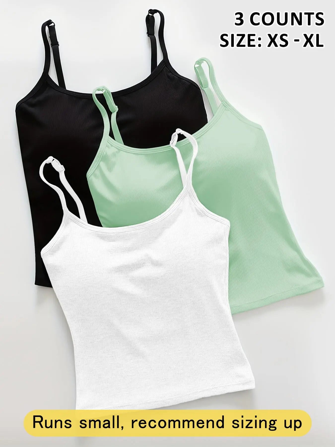 Women's Basic Solid Ribbed Cami Spaghetti Strap Tank Top