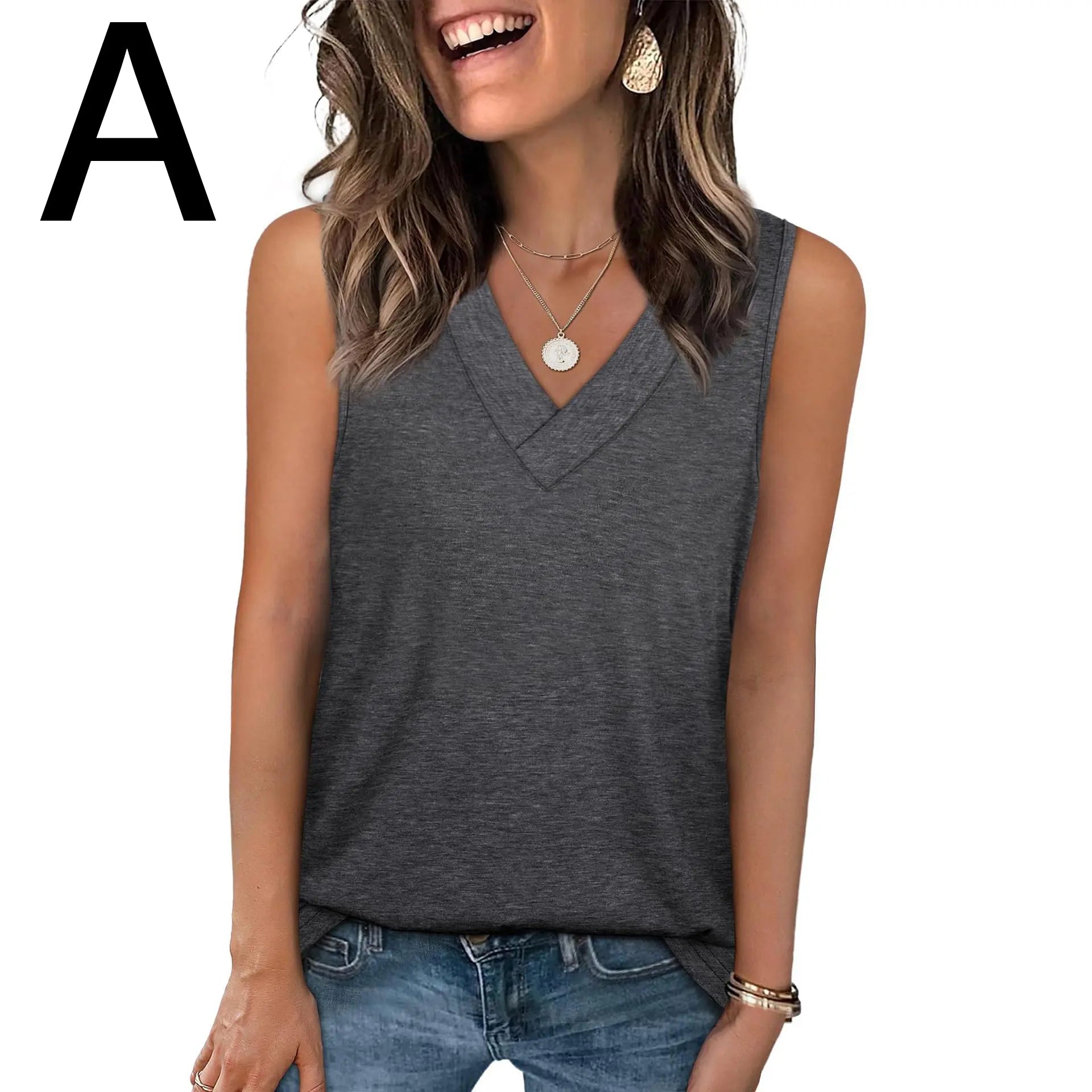 WIHOLL Tank Tops for Women Summer V Neck T Shirts [2 PACK]