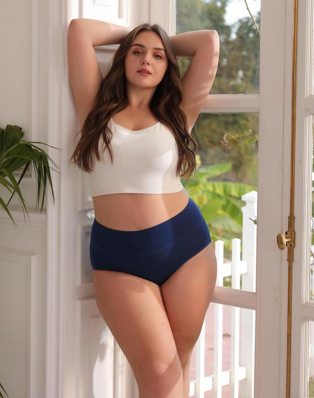INNERSY Women's Plus Size XL-5XL High Waisted Cotton Underwear 4-Pack