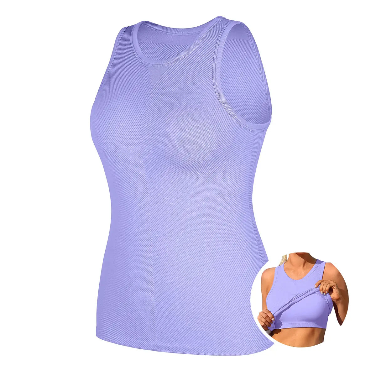 [2 Pack] ATTRACO Women Workout Tank Tops with Built in Bra