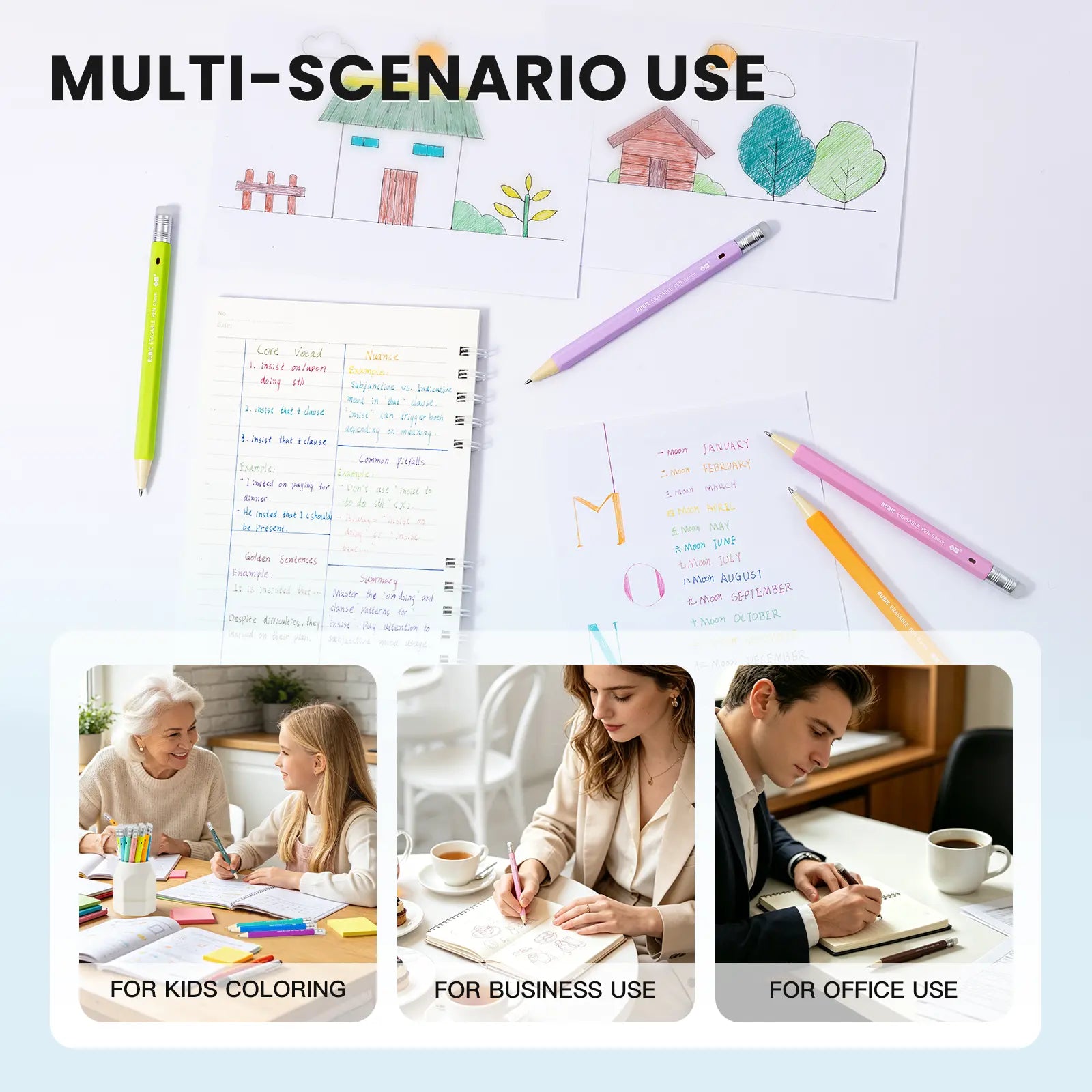 36 Erasable Gel Pens - 0.6mm Retractable Twist Magic Pens with Ergonomic Hexagonal Barrel Grip