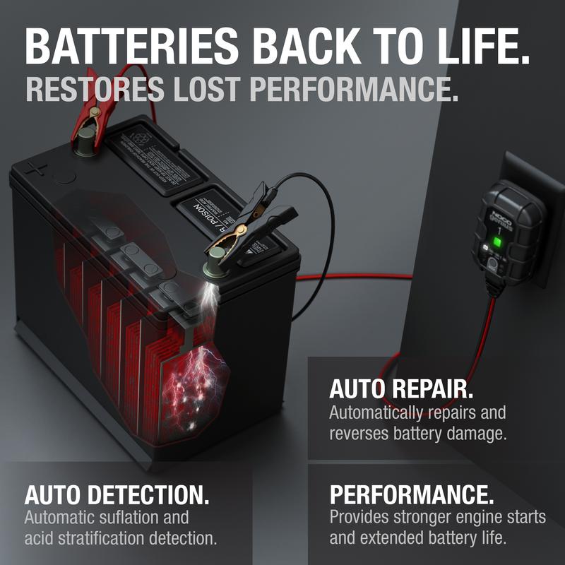 1A Smart Battery Charger, 6V and 12V, Battery Maintainer