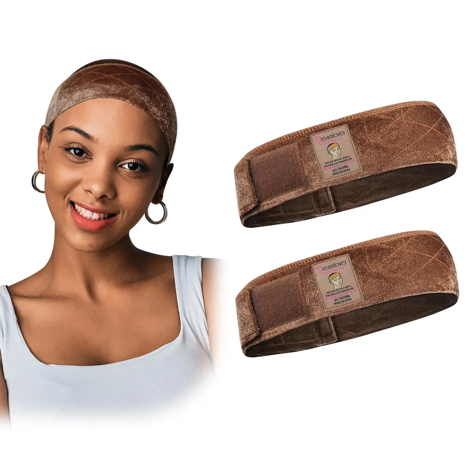 Dreamlover Brown Black Wig Grip Band 2pcs for Women