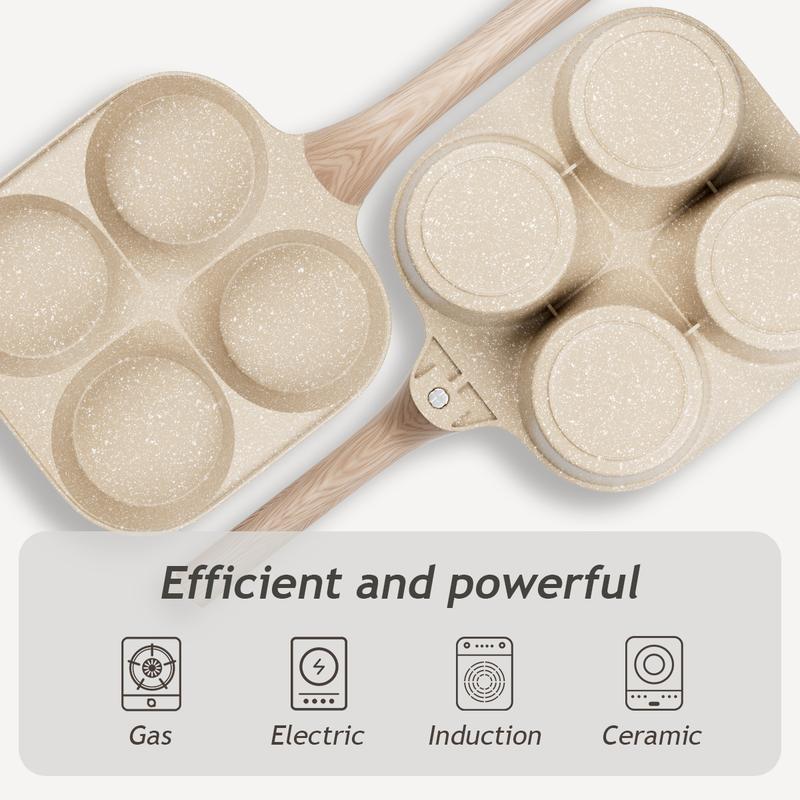 Non-stick Egg Frying Pan, 4 Hole Skillet