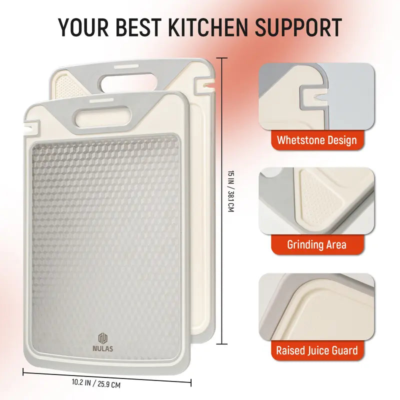 NULAS 2-in-1 Stainless Steel & Non-Toxic PP Cutting Board