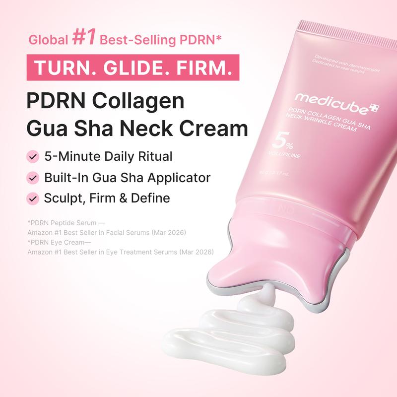 PDRN Collagen Gua Sha Neck Wrinkle Cream | Built-In Gua Sha Massager