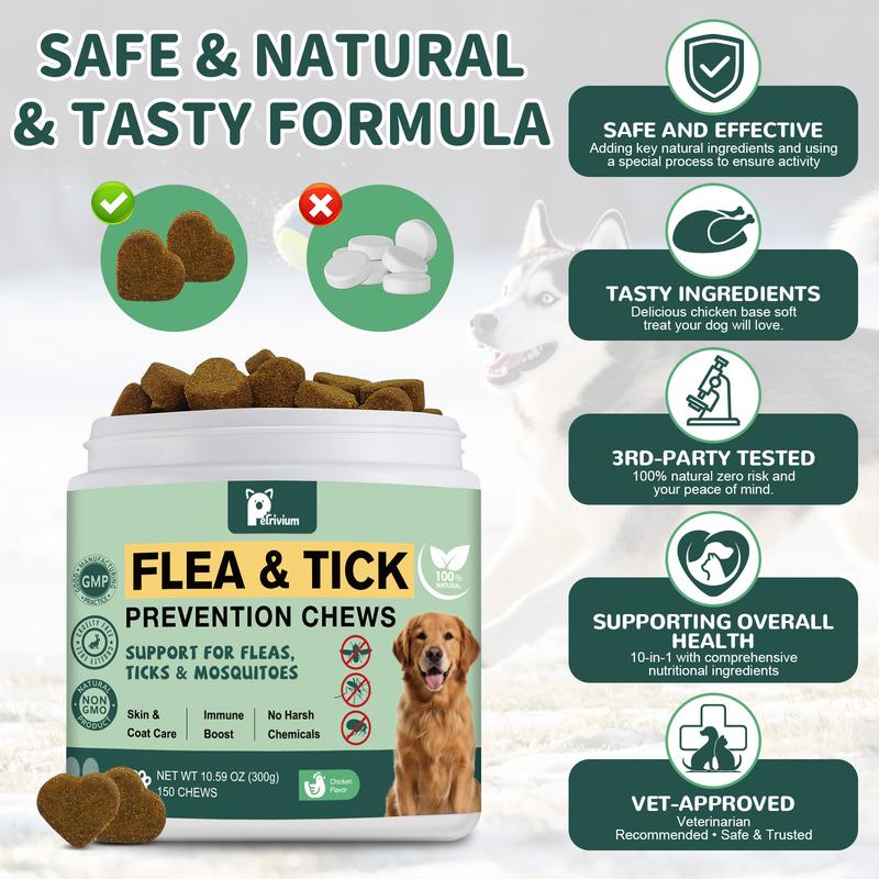 150ct-Petrivium Dog Flea & Tick Support Soft Chews