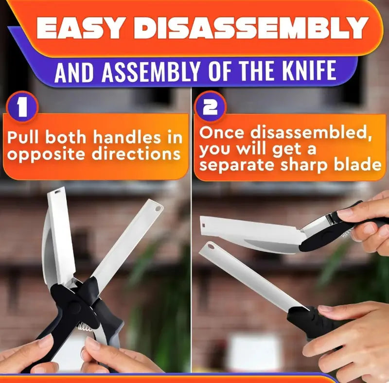 {2 Pack} 9.6 in 2-in-1 Kitchenware Heavy Duty Scissors – Stainless Steel Blade, Plastic Cutting Board, Safety Lock