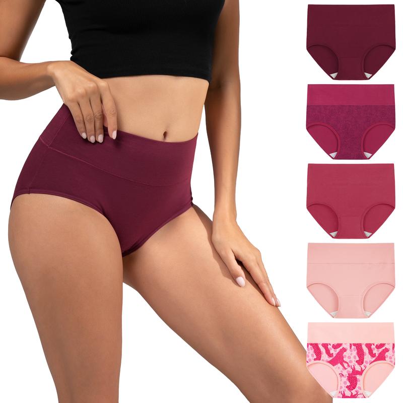 INNERSY Women's High Waisted Cotton Panties 5-Pack