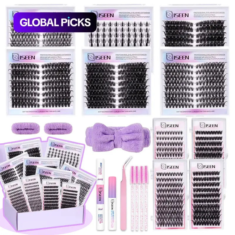 Eyelash Cluster Kit, Synthetic D-Curl Volume Cluster Lash Extensions Set