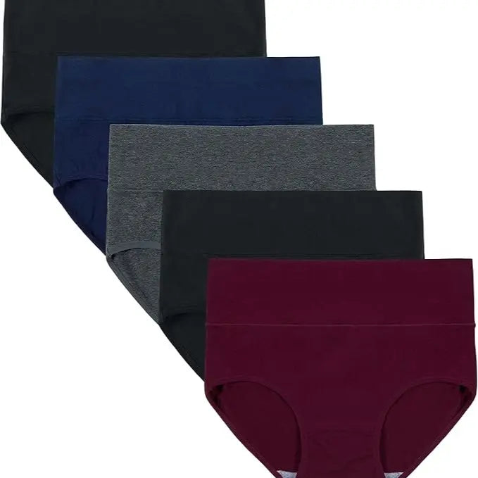 INNERSY Women's High Waisted Cotton Panties 5-Pack