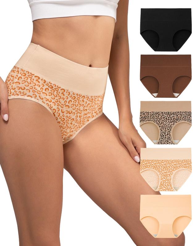 INNERSY Women's High Waisted Cotton Panties 5-Pack