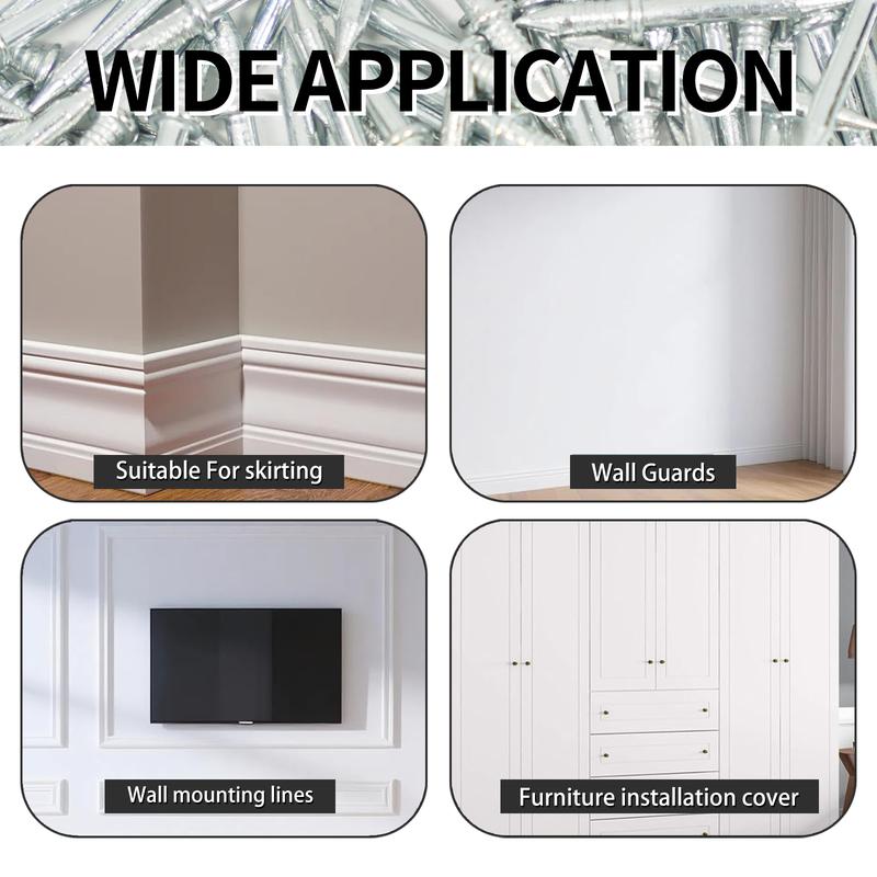 200 Count Non-Marking Double-Headed Skirting Nails Sturdy Damage-Free Wall Installation Kit