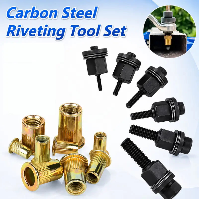 Head Rivet Nut Tool, M3 M4 M5 M6 M8 Rivnut Kit, Carbon Steel Rivnut Set, (10pcs)