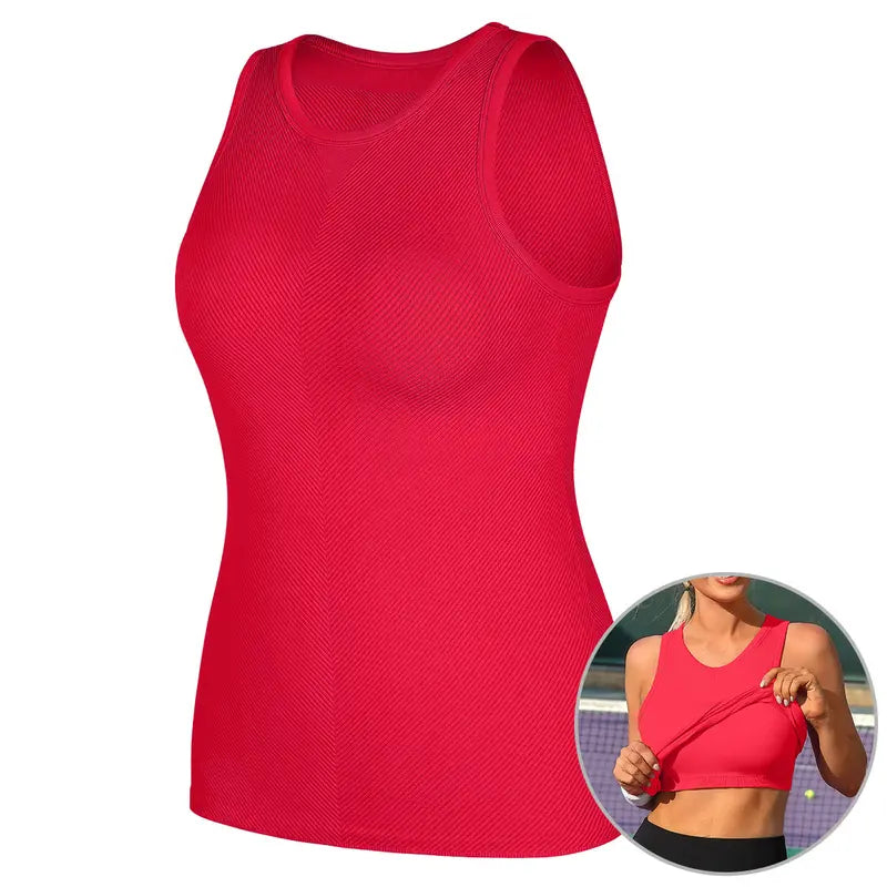 [2 Pack] ATTRACO Women Workout Tank Tops with Built in Bra