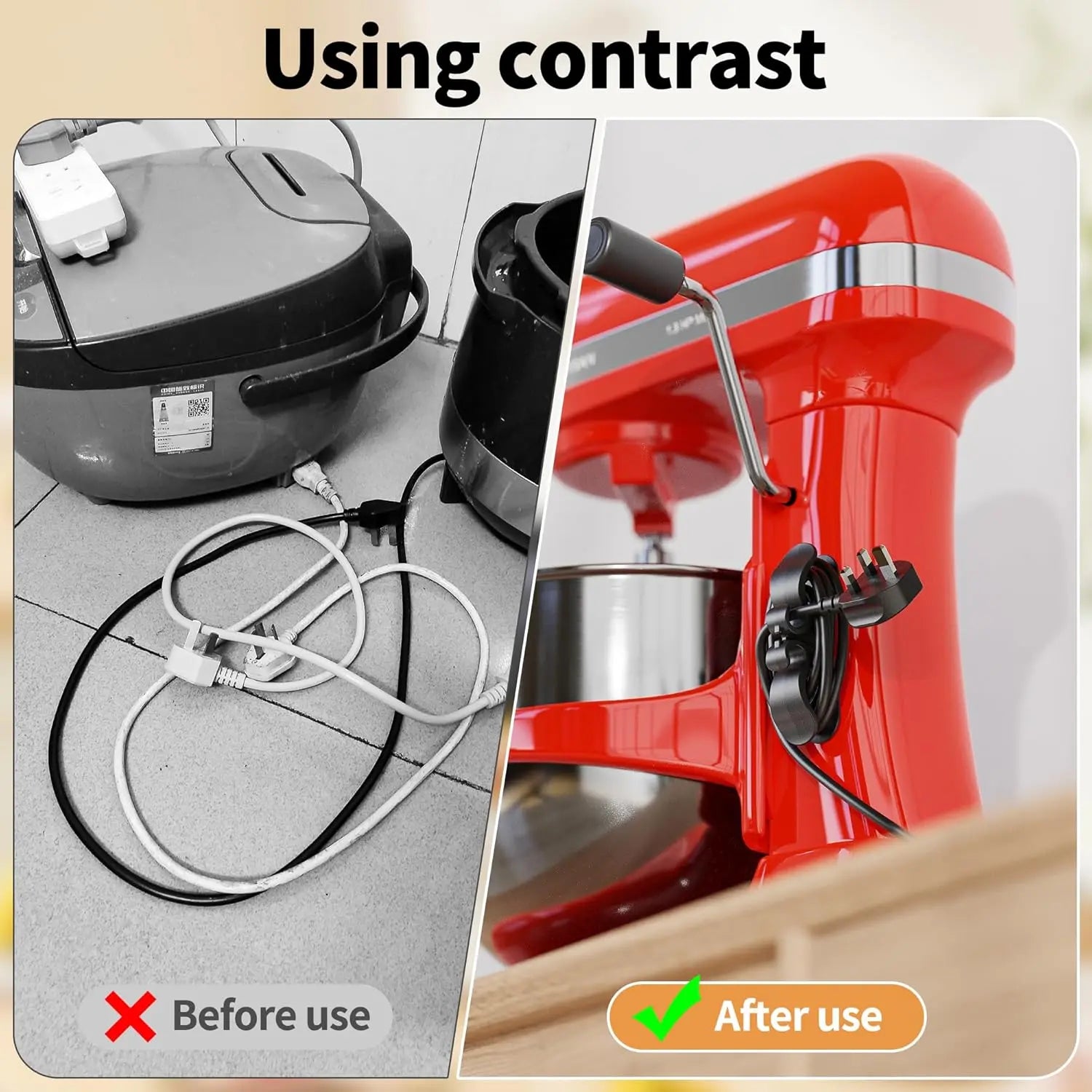 10-Pack Kitchen Appliance Cord Organizer Hooks with Upgraded 3M Glue