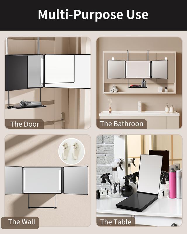 Umitec Adjustable LED Light 3 Way Mirror