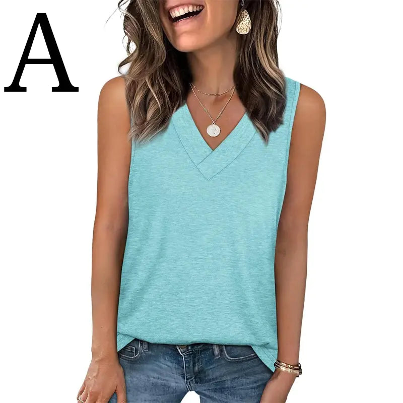 WIHOLL Tank Tops for Women Summer V Neck T Shirts [2 PACK]