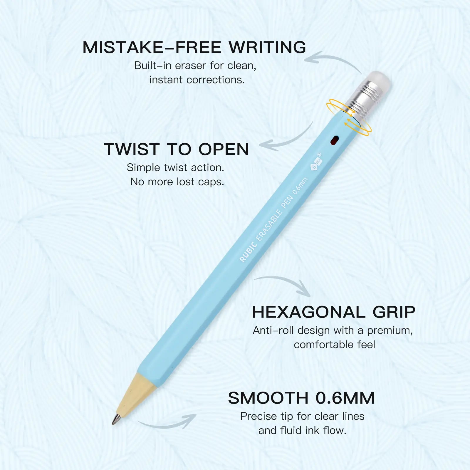 36 Erasable Gel Pens - 0.6mm Retractable Twist Magic Pens with Ergonomic Hexagonal Barrel Grip