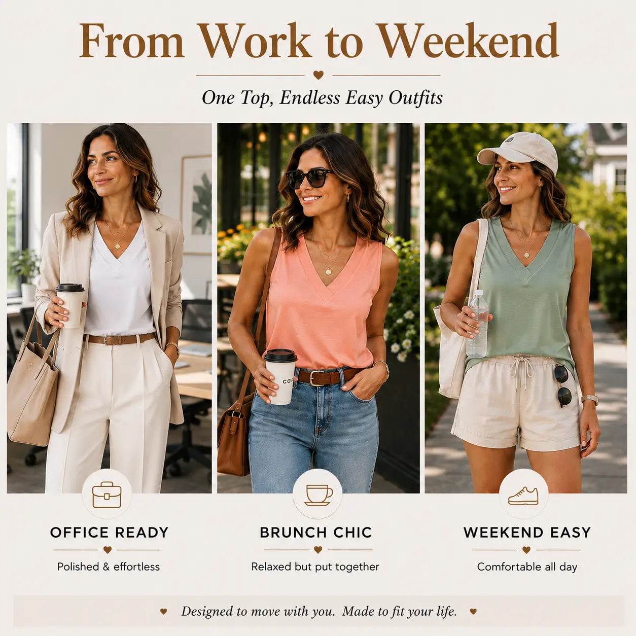 WIHOLL Tank Tops for Women Summer V Neck T Shirts [2 PACK]