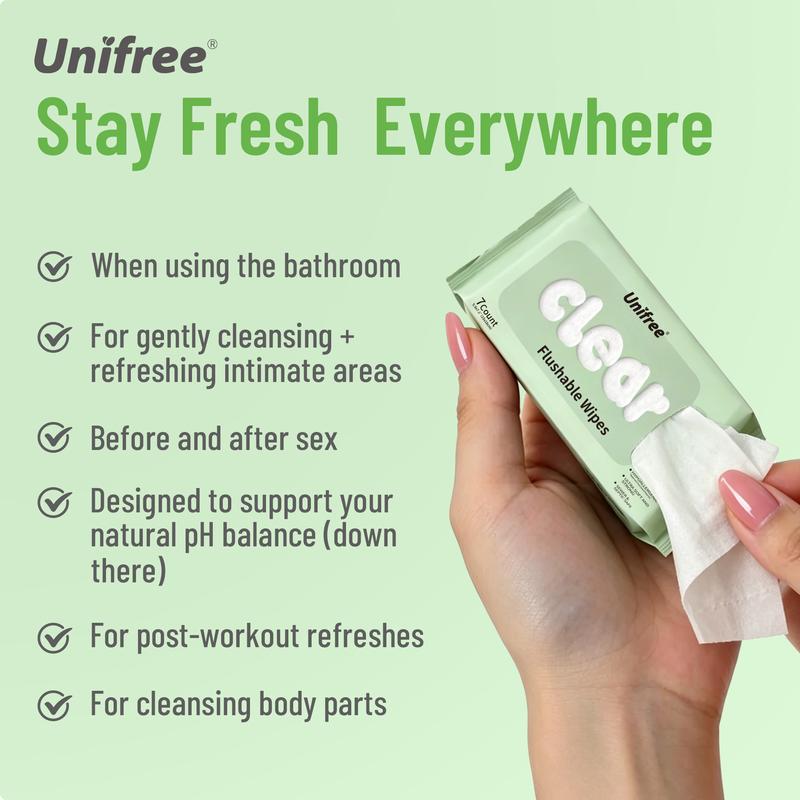 Unifree Flushable Wipes, Mini Pack, Travel Friendly (224)