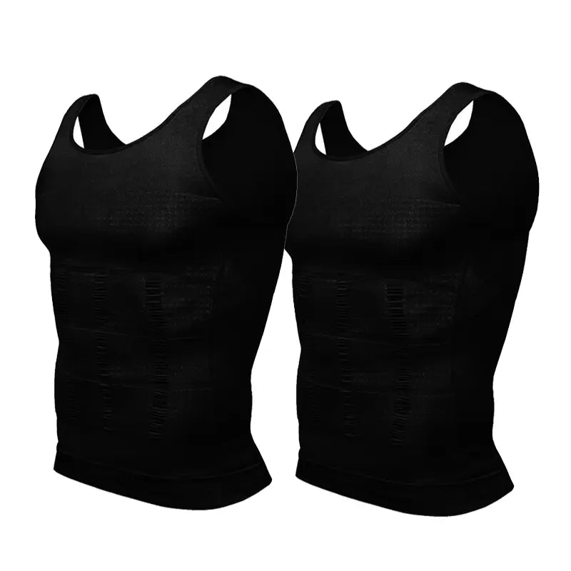 2 Pack Men Round Neck Compression Tank Top