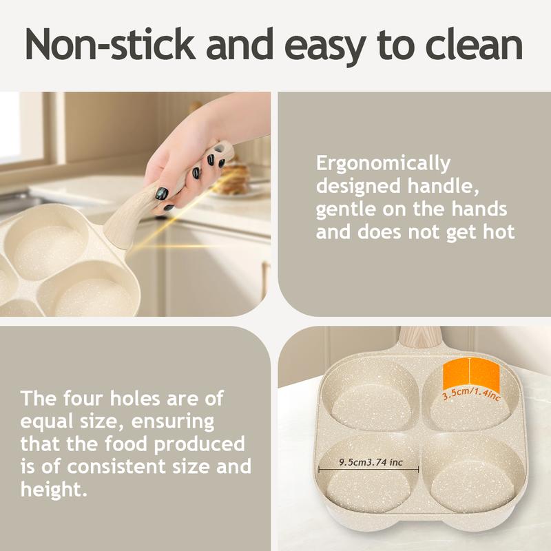 Non-stick Egg Frying Pan, 4 Hole Skillet
